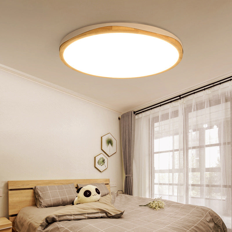 Flush ronde-Fixation du Mount Light Modern Wood 14 "/18" /21.5 " Wide LED White Close to Ceiling Lighting, White / Warm Light