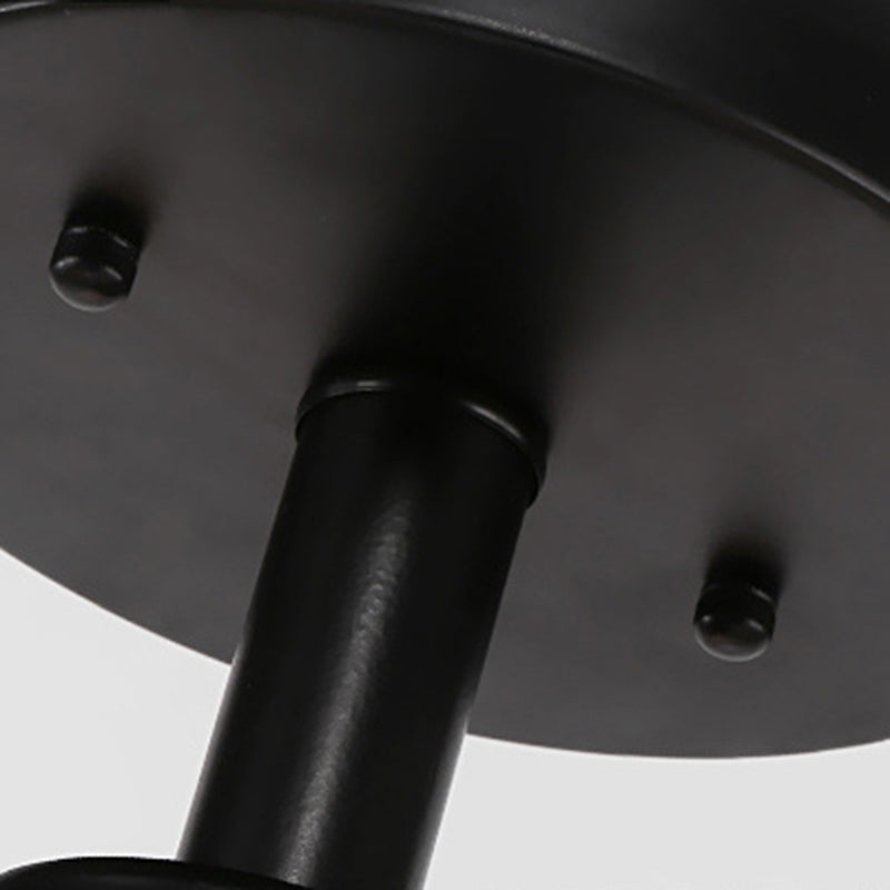 Black Sputnik Semi Flush Monte nella tradizionale semplicità Luce a soffitto in ferro battuto con tonalità di vetro