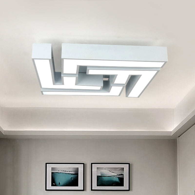 LED-slaapkamer inbouwverlichting Modern wit dicht bij plafondlamp met metalen kap in doolhofvorm in wit/warm licht