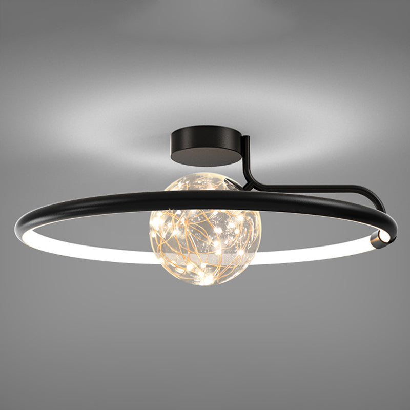 Circle Ring Semi Flush Mount Light Fixture Modern Simplicity Ceiling Mount Light Fixture for Bedroom