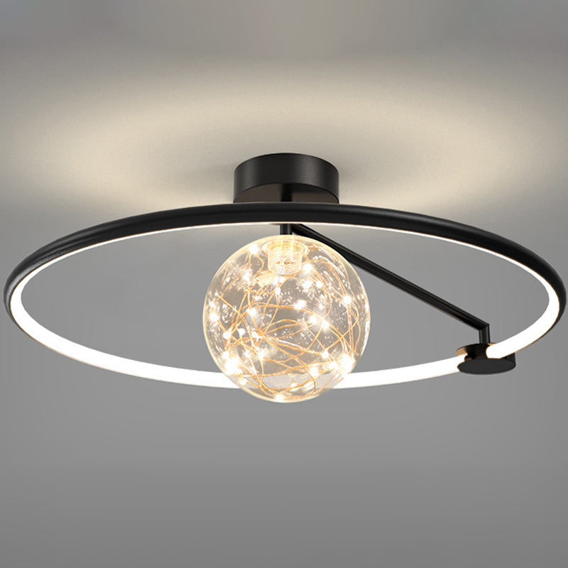 Circle Ring Semi Flush Mount Light Fixture Modern Simplicity Ceiling Mount Light Fixture for Bedroom