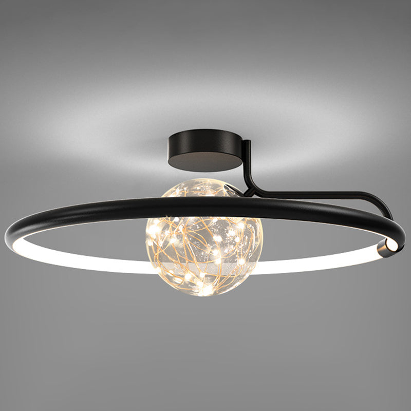 ANILLO Círculo Semi Flush Mount Lighture Simplicidad moderna Luz de montaje de techo Fixtura para dormitorio