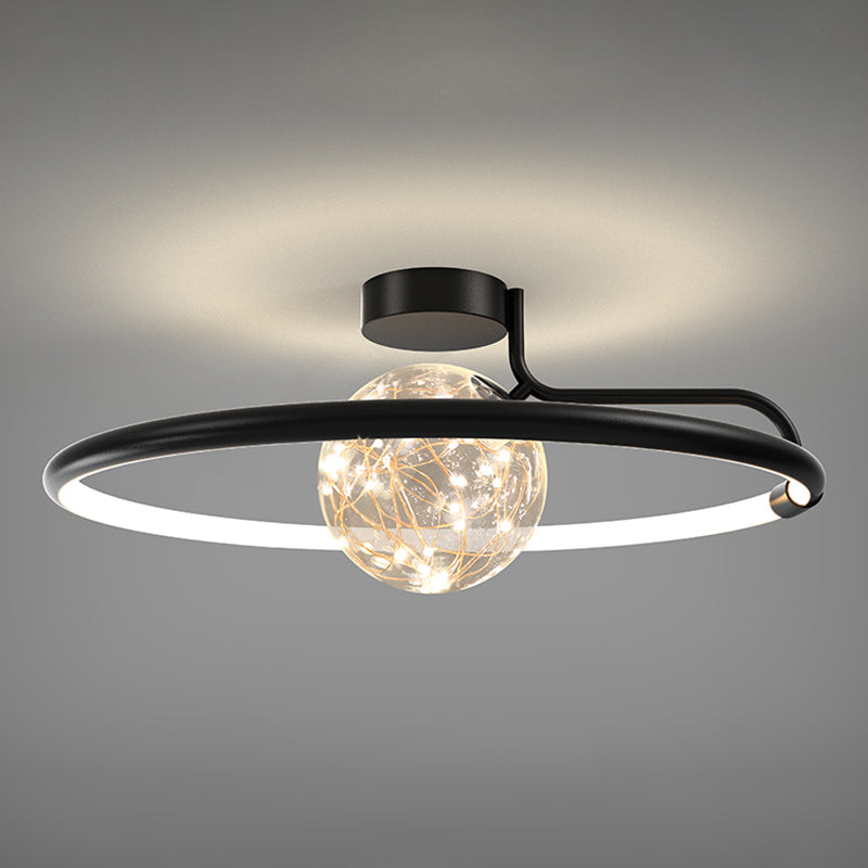 Circle Ring Semi Flush Mount Light Fixture Modern Simplicity Ceiling Mount Light Fixture for Bedroom