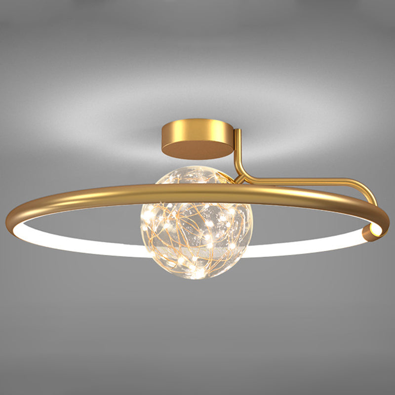 ANILLO Círculo Semi Flush Mount Lighture Simplicidad moderna Luz de montaje de techo Fixtura para dormitorio