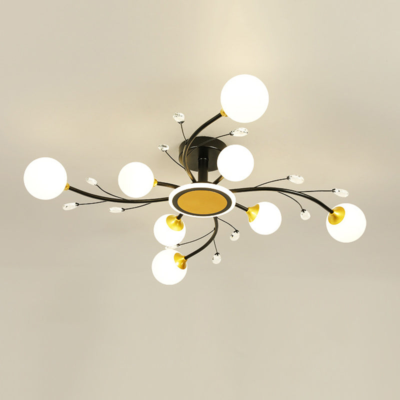 Milk Glass Semi Flush Light Fixtures Sputnik Modern Bedroom Living Room Ceiling Flush Mount Lights