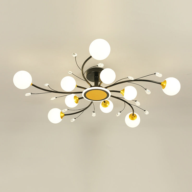 Milk Glass Semi Flush Light Fixtures Sputnik Modern Bedroom Living Room Ceiling Flush Mount Lights