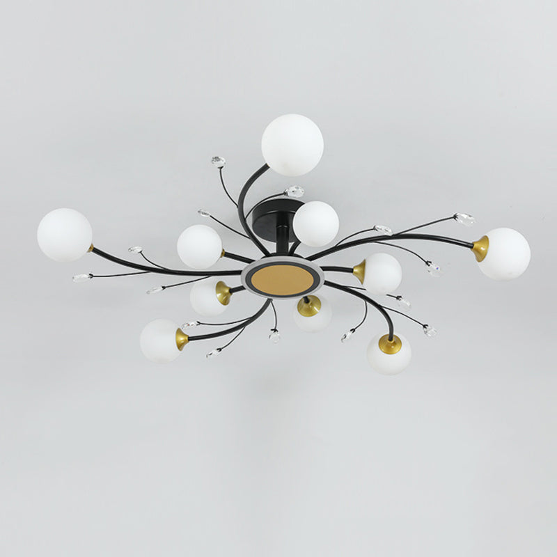 Milk Glass Semi Flush Light Fixtures Sputnik Modern Bedroom Living Room Ceiling Flush Mount Lights