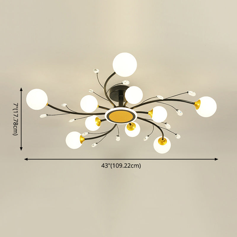 Milk Glass Semi Flush Light Fixtures Sputnik Modern Bedroom Living Room Ceiling Flush Mount Lights