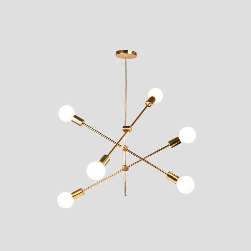 Sputnik Chandelier Light Fixture Minimalist Metal Bedroom Ceiling Pendant Light in Gold