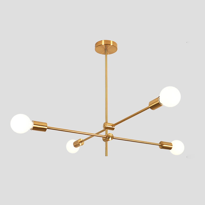 Sputnik Chandelier Light Fixture Minimalist Metal Bedroom Ceiling Pendant Light in Gold