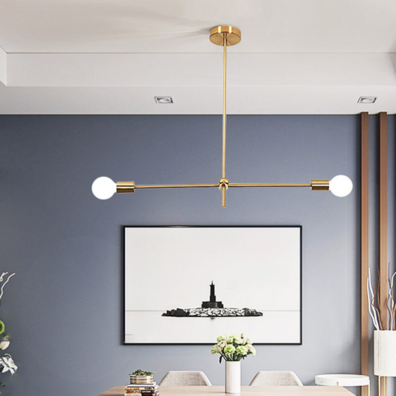 Sputnik Chandelier Light Fixture Minimalist Metal Bedroom Ceiling Pendant Light in Gold