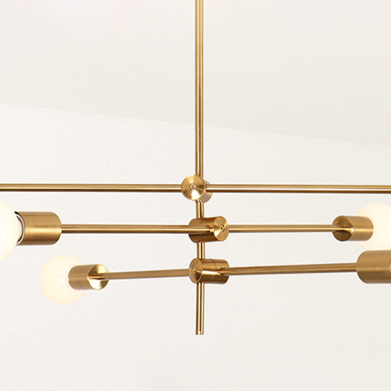 Sputnik Chandelier Light Fixture Minimalist Metal Bedroom Ceiling Pendant Light in Gold