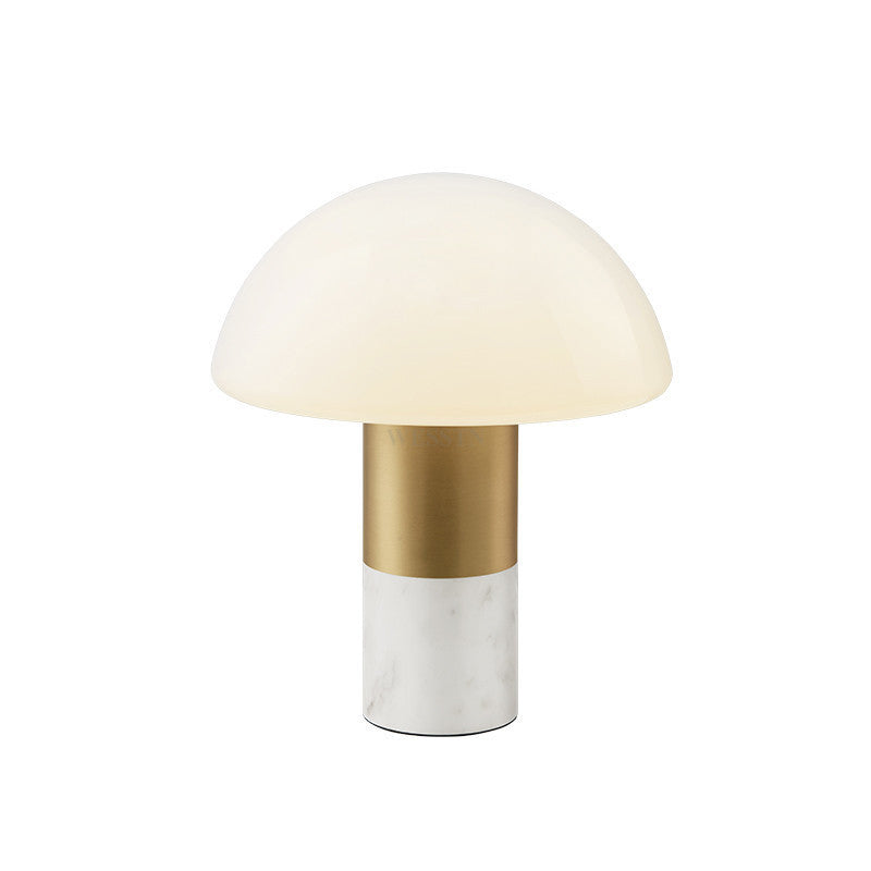 White Glass Dome Table Light Postmodern 1 Head Nightstand Lamp with Marble Base