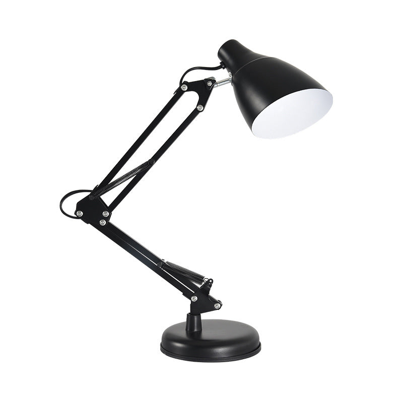 Nordic 1-Light Swing Arm Task Lamp Conical Desk Light with Metal Shade for Study Room