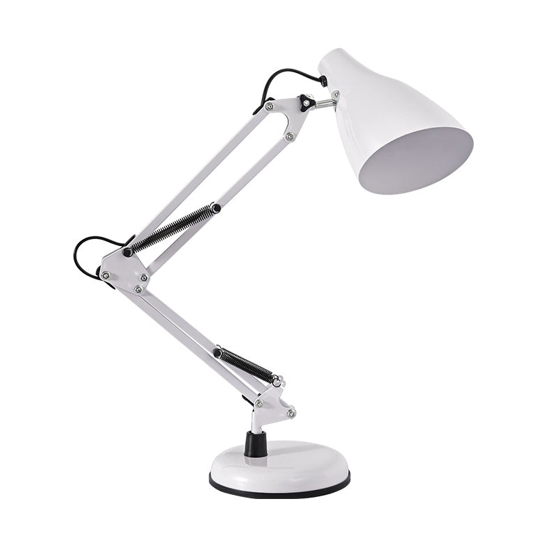 Nordic 1-Light Swing Arm Task Lamp Conical Desk Light with Metal Shade for Study Room