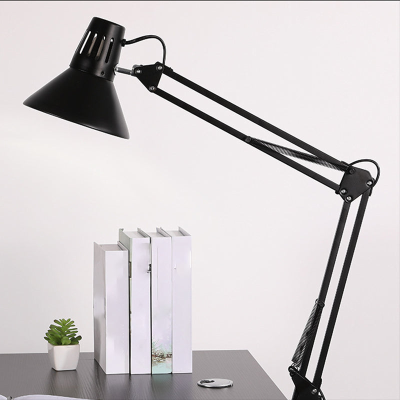 Conical Study Room Desk Lamp Metallic 1 Head Nordic Table Light with Swing Arm