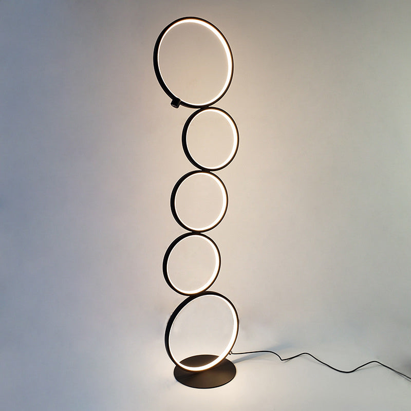 Bubble Ring Shaped Floor Lamp Novelty Simple Style Metal Living Room Standing Light