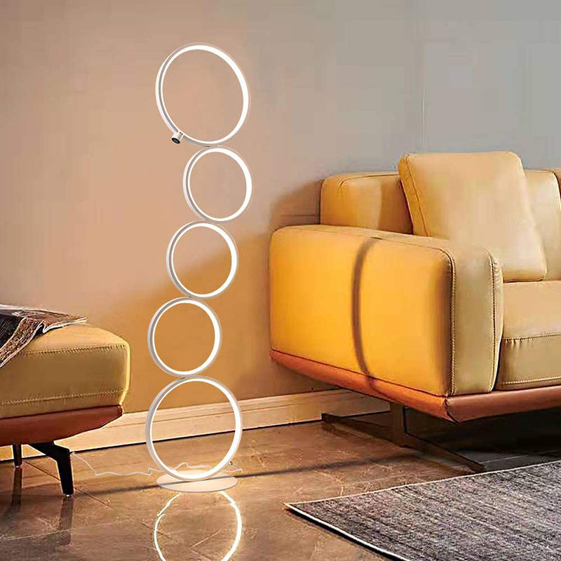 Bubble Ring Shaped Floor Lamp Novelty Simple Style Metal Living Room Standing Light