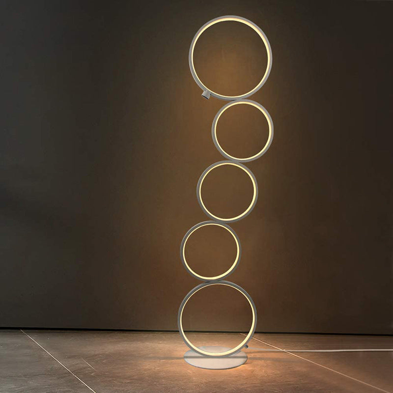 Bubble Ring Shaped Floor Lamp Novelty Simple Style Metal Living Room Standing Light