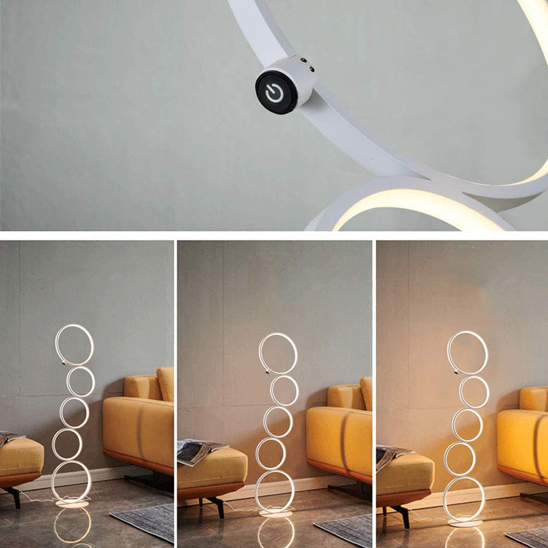 Bubble Ring Shaped Floor Lamp Novelty Simple Style Metal Living Room Standing Light