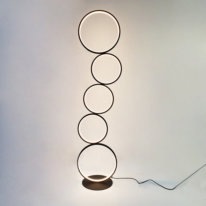 Bubble Ring Shaped Floor Lamp Novelty Simple Style Metal Living Room Standing Light