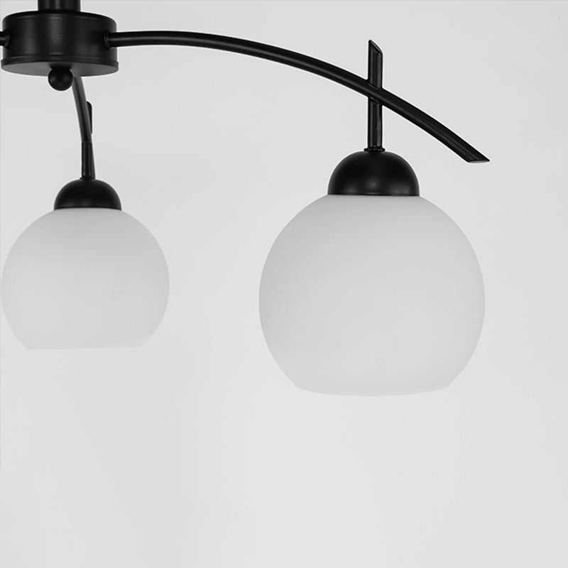 Black Sputnik Semi Flush Monte in tradizionale Luce a soffitto in ferro battuto con tonalità di vetro