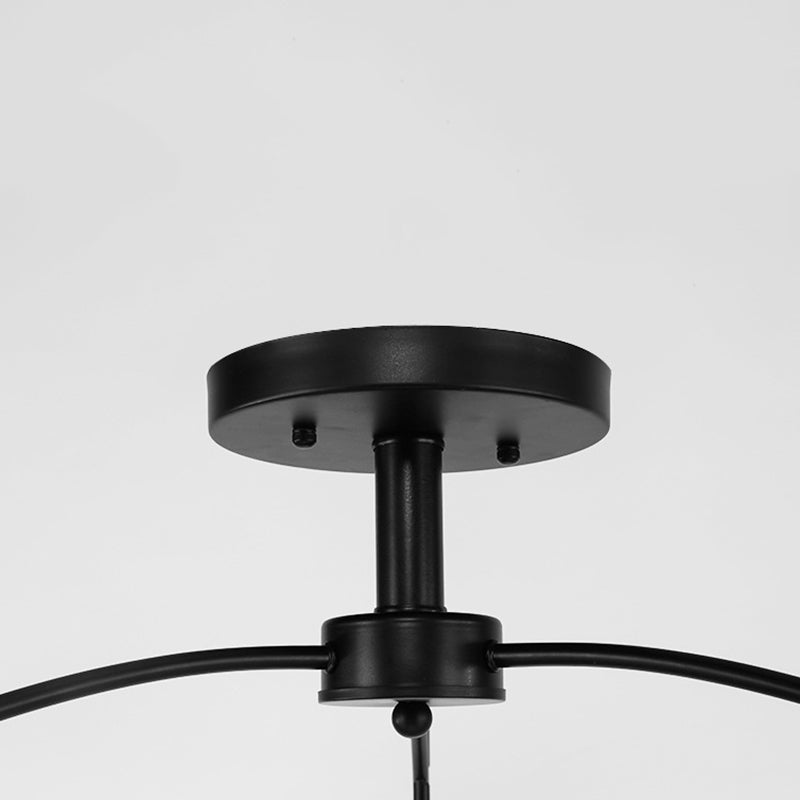 Black Sputnik Semi Flush Monte in tradizionale Luce a soffitto in ferro battuto con tonalità di vetro