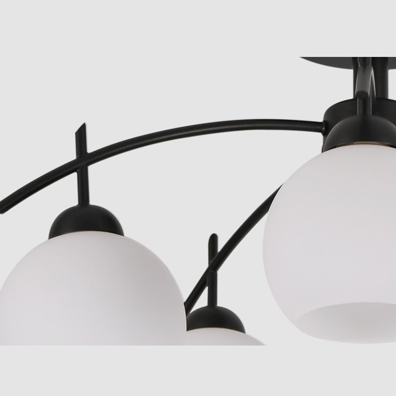 Black Sputnik Semi Flush Monte in tradizionale Luce a soffitto in ferro battuto con tonalità di vetro