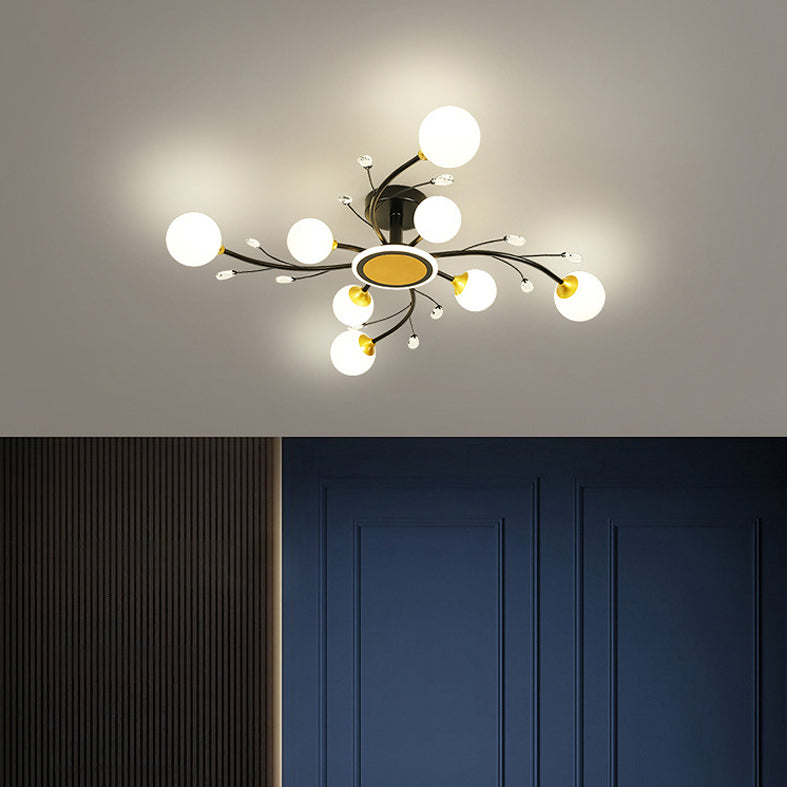 Milk Verre semi-luminaires luminaires Spoutnik Chambre moderne salon plafond Mount Mount Lights