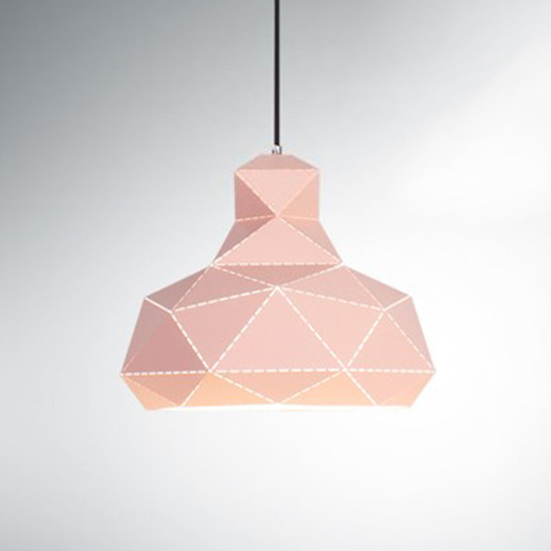 Hat Ceiling Lighting Contemporary Metal 1 Head White/Pink/Blue Suspension Pendant Light, 12"/15" Wide