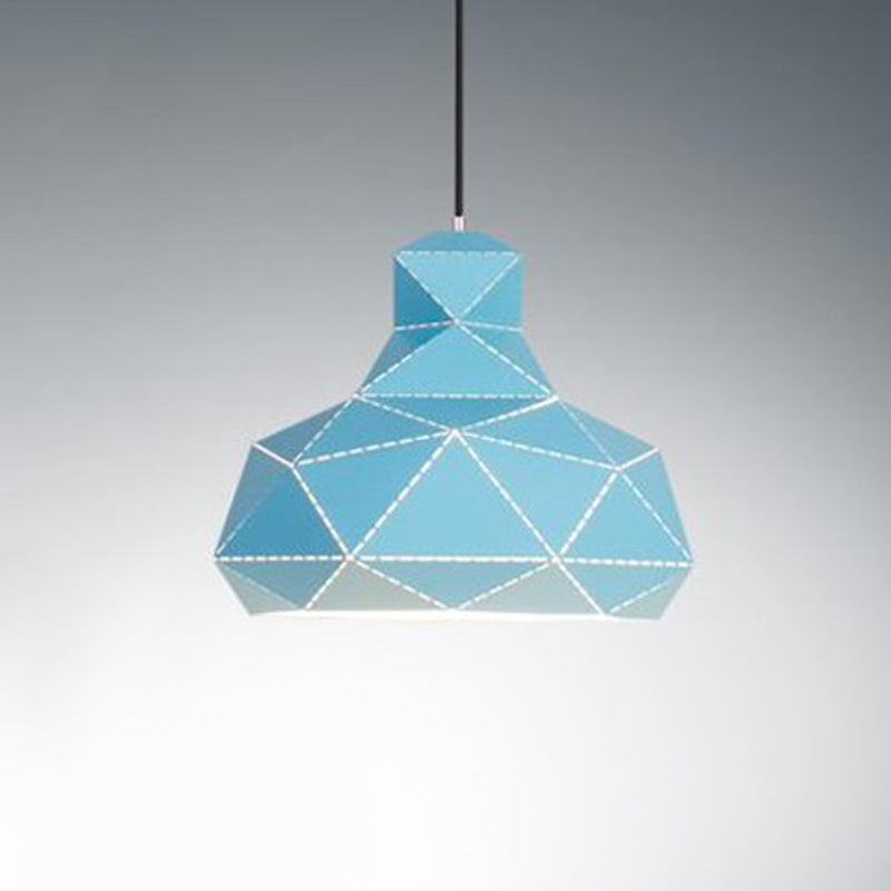 Hat Ceiling Lighting Contemporary Metal 1 Head White/Pink/Blue Suspension Pendant Light, 12"/15" Wide