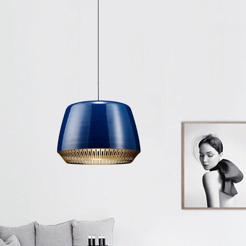 Métal moderniste du pendentif rond 12 "/ 14" de large 1 tête de plafond bleu lampe suspendue au plafond