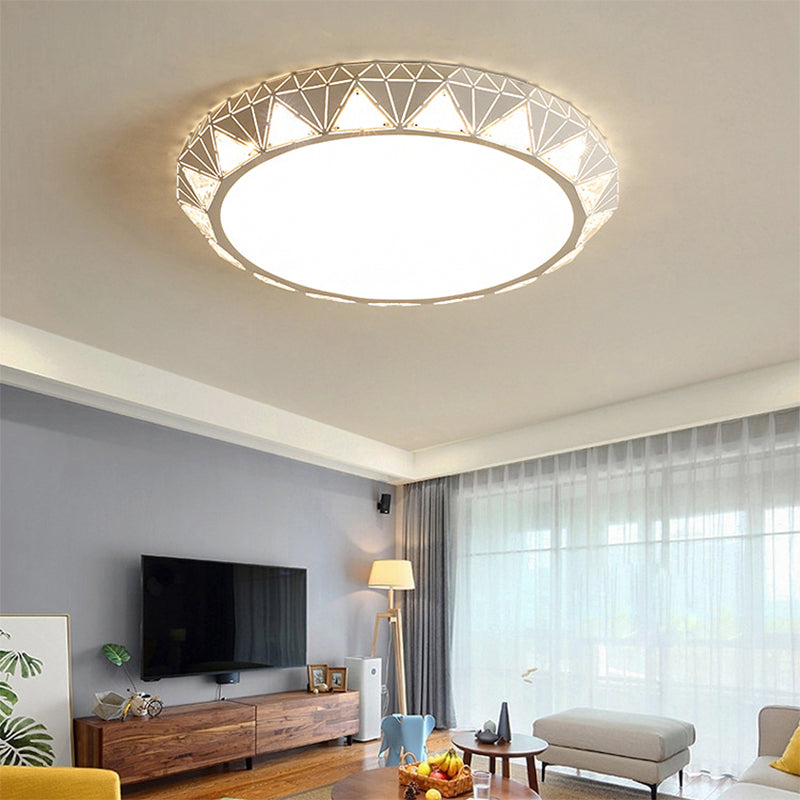 Modern Tapered Round/Square/Rectangle Flush Lamp Crystal White LED Ceiling Light with/without Remote Control Stepless Dimming