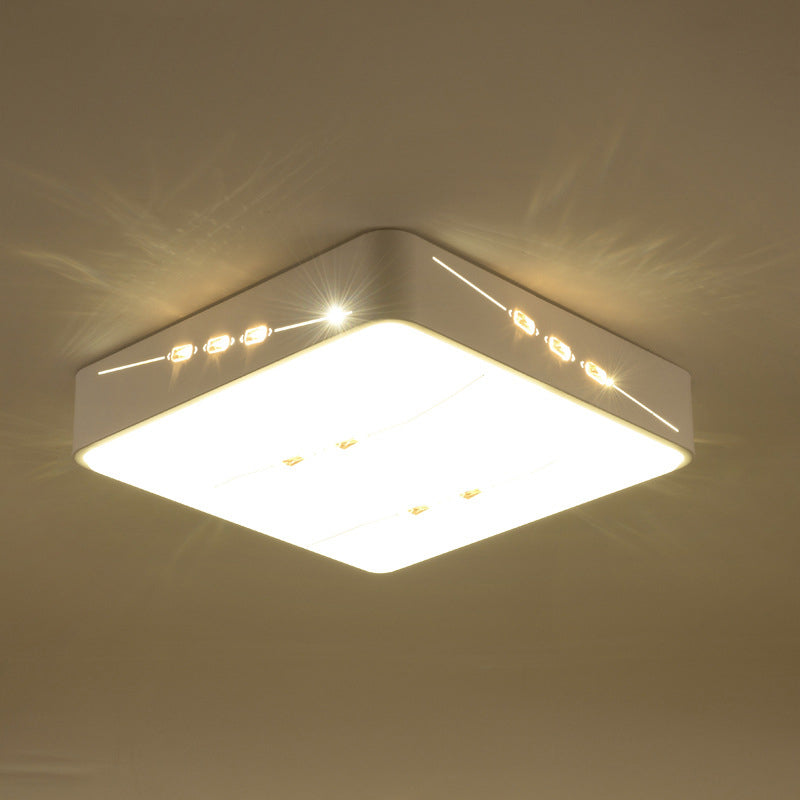 Luz LED empotrada de estilo Simple, iluminación de techo blanca rectangular/cuadrada/redonda con detalles de cristal, 18,5 "/19,5"/31 "de ancho