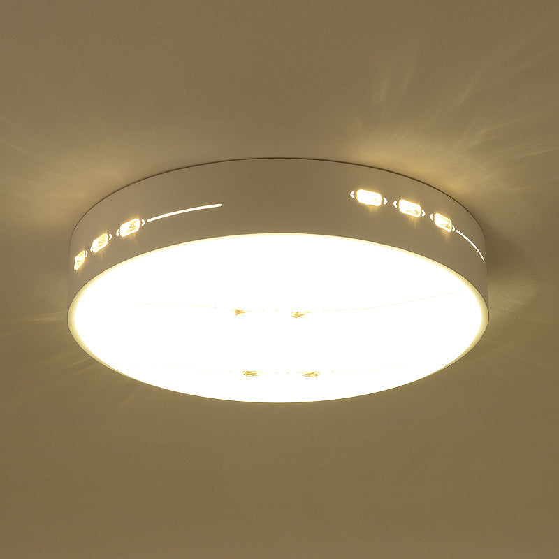 Eenvoudige Stijl LED Flush Mount Licht Witte Rechthoek/Vierkant/Ronde Plafond Verlichting met Kristal Accent, 18.5"/19.5"/31" Breed