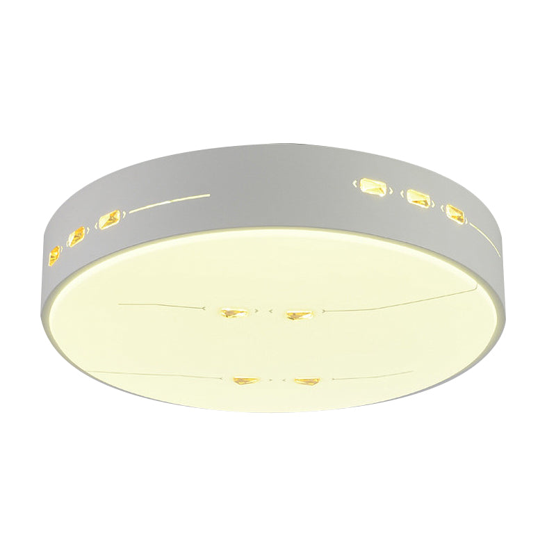 Simple Style LED Flush Mount Light White Rectangle/Square/Round Ceiling Lighting with Crystal Accent, 18.5"/19.5"/31" Wide