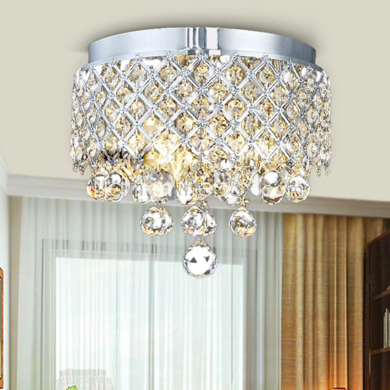 Cascade Flush Mount Lampe Zeitgenössische Kristallkugel 3 Lichter Chrom Deckenbeleuchtung