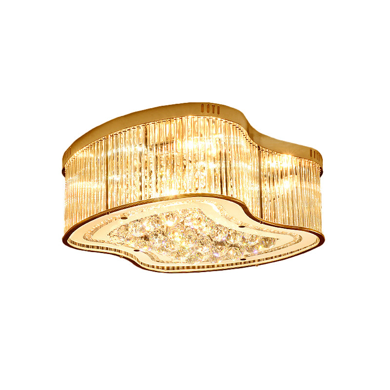 Geometric Crystal Rod Flush Mount Light Modernism 4 Heads Gold Ceiling Light Fixture