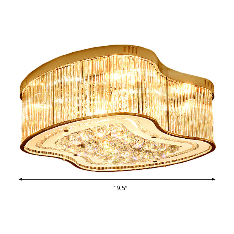 Geometrische Crystal Rod Flush Mount Licht Modernisme 4 Heads Gouden Plafond Lamp Fixture