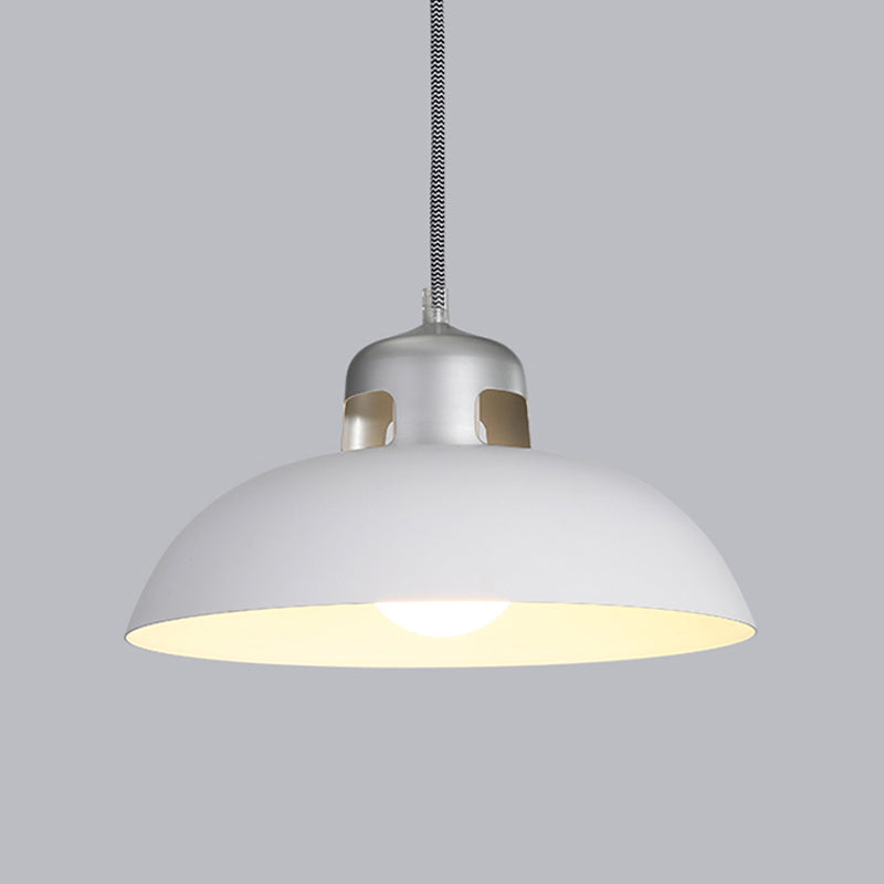 Lampada a sospensione in metallo nero/grigio/bianco a cupola 1 illuminazione a sospensione vintage leggera per sala da pranzo