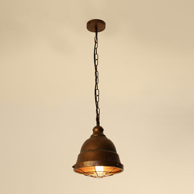 Metaal gekooide hangende plafondlicht vintage 1 lichte eetkamer hanger lamp in roest