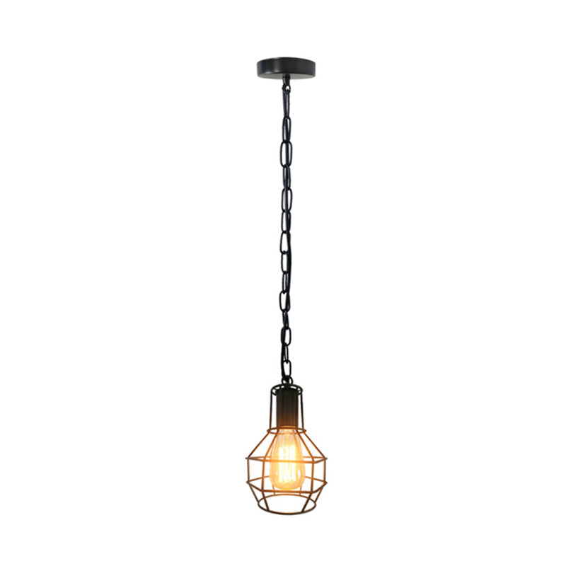 Globe Metal Ceiling Pendant Industrial 1 Light Living Room Hanging Light in Rust/Black