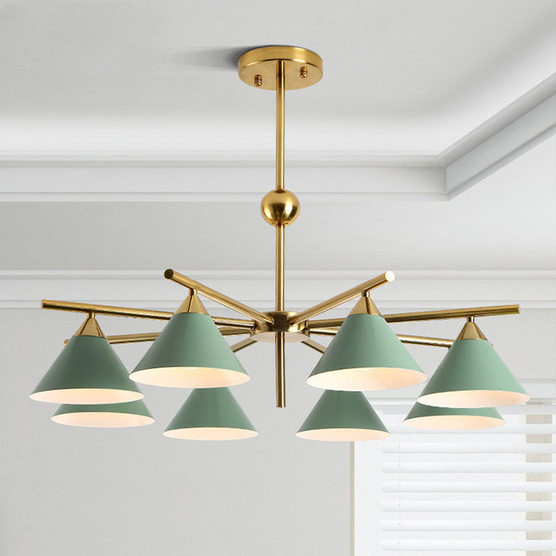 Modern Simplicity Cone Chandelier Light Fixtures Metal Hanging Pendant Lights for Living Room