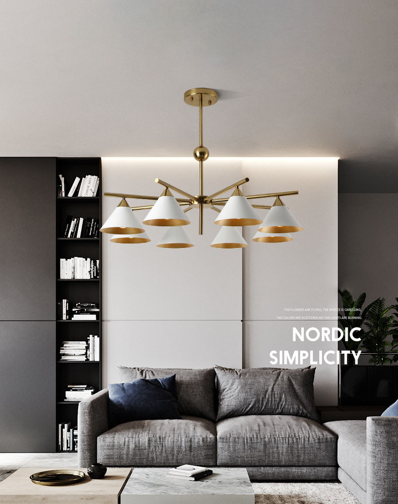 Modern Simplicity Cone Chandelier Light Fixtures Metal Hanging Pendant Lights for Living Room