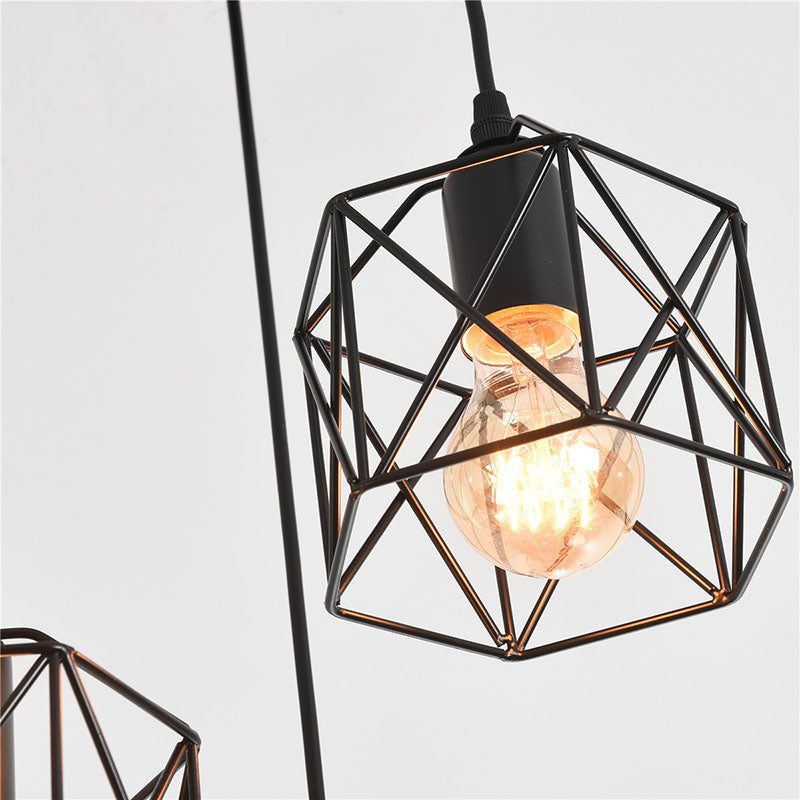 3 Lights Cage Hanging Ceiling Lights Industrial Style Metal Pendant Light Fixtures for Restaurant