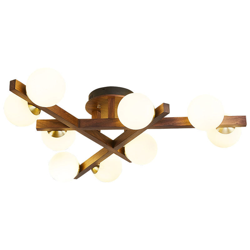 Bolas Sala de estar Semi-Flush-Flush Wood Wood Nordic Style Lighting Semi Mount Lighting