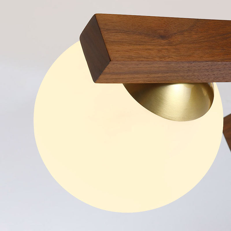 Balls Living Room Semi-Flush Ceiling Light Wood Nordic Style Semi Mount Lighting