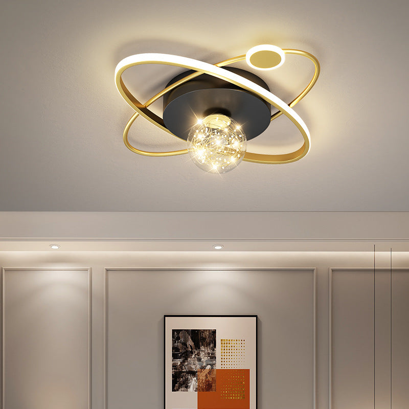 Circle Ring Semi Flush Mount Light Fixture Modern Simplicity Ceiling Mount Light Fixture for Bedroom