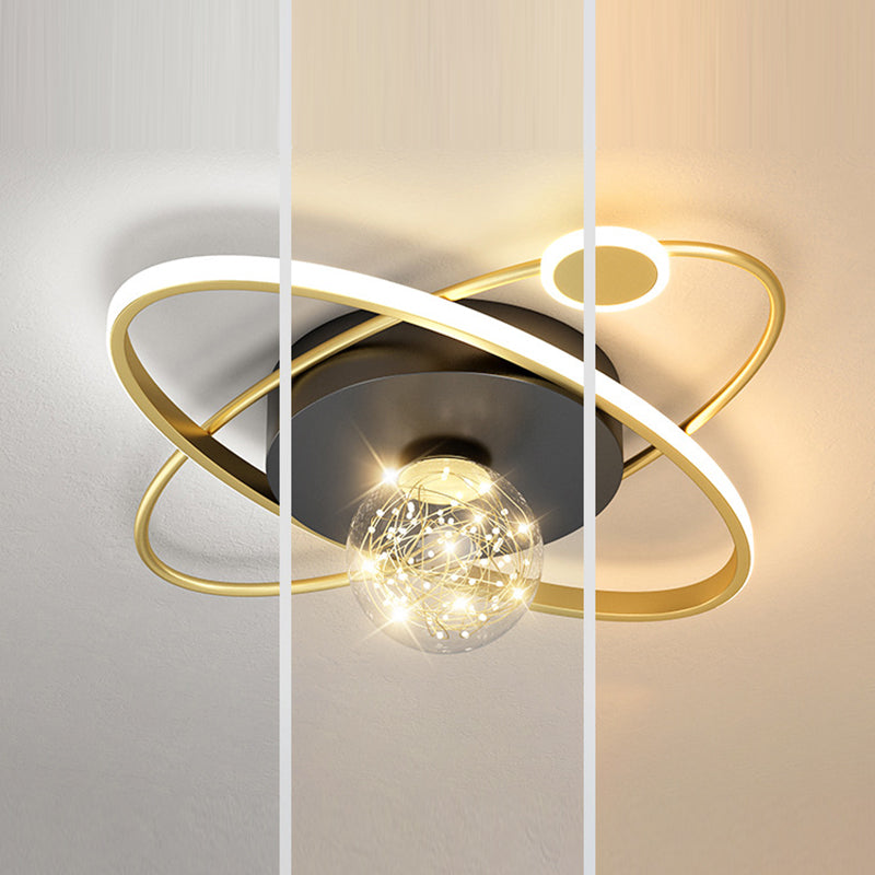 Circle Ring Semi Flush Mount Light Fixture Modern Simplicity Ceiling Mount Light Fixture for Bedroom