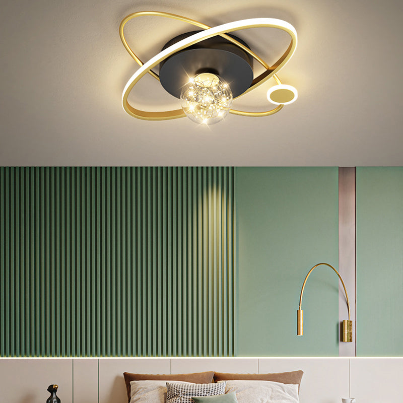 Circle Ring Semi Flush Mount Light Fixture Modern Simplicity Ceiling Mount Light Fixture for Bedroom